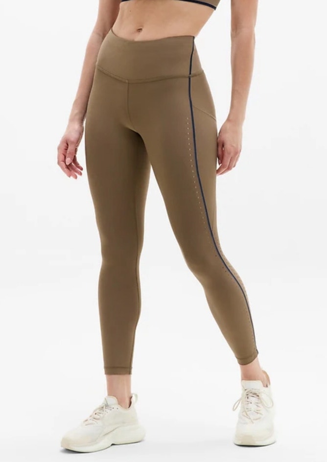 Athleta Interval Stash Laser Cut 7/8 Tights Xs Tan Sculpt High Rise Leggings